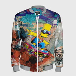 Мужской бомбер 3D Bart Simpson on a skateboard - graffiti