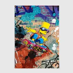 Постер Bart Simpson on a skateboard - graffiti