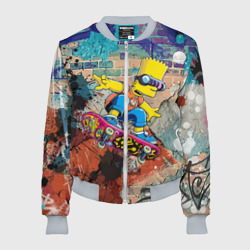 Женский бомбер 3D Bart Simpson on a skateboard - graffiti