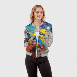 Женский бомбер 3D Bart Simpson on a skateboard - graffiti - фото 2