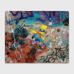 Плед 3D Bart Simpson on a skateboard - graffiti