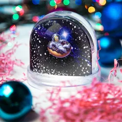Игрушка Снежный шар Космонавт Гомер Симпсон на пончике - нейросеть - фото 2