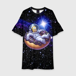 Детское платье 3D Космонавт Гомер Симпсон на пончике - нейросеть