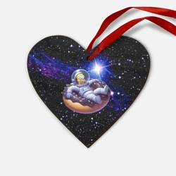 Деревянная игрушка Сердце Космонавт Гомер Симпсон на пончике - нейросеть