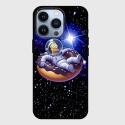 Чехол для iPhone 13 Pro Космонавт Гомер Симпсон на пончике - нейросеть