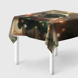 Скатерть 3D Мопс в костюме елки