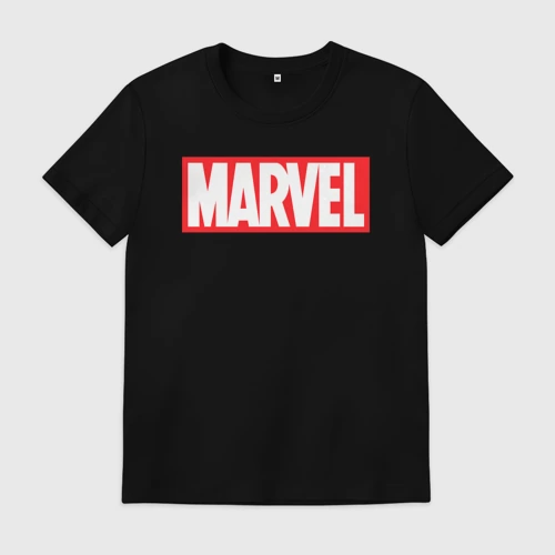 Мужская футболка хлопок с принтом Marvel logo, вид спереди #2