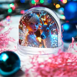 Игрушка Снежный шар Сказочная фея с олененком - фото 2