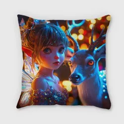 Подушка 3D Сказочная фея с олененком