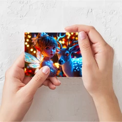 Поздравительная открытка Сказочная фея с олененком - фото 2