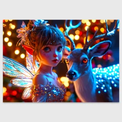 Поздравительная открытка Сказочная фея с олененком