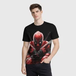 Мужская футболка 3D Bloody Deadpool - фото 2