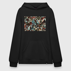 Худи SuperOversize хлопок Абстракция цветы и листья