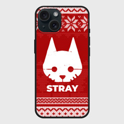 Чехол силиконовый для Apple iPhone 15 матовый Новогодний Stray