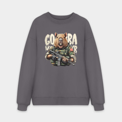 Мужской свитшот oversize без начеса хлопок Cool capybara - military style