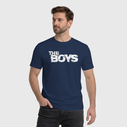Мужская футболка хлопок с принтом The boys logo, фото на моделе #1