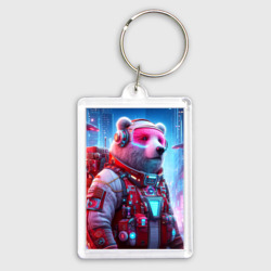 Брелок прямоугольный 35*50 Кибер мишка - киберпанк  нейроарт