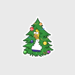 Наклейка Гомер Симпсон - елка новогодняя