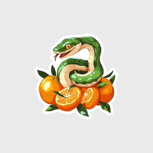 Наклейка Змея в мандаринах