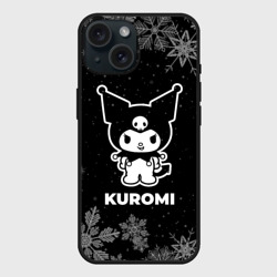 Чехол силиконовый для Apple iPhone 15 матовый Снежный Kuromi