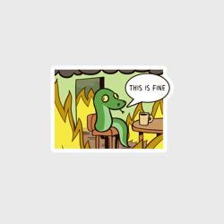 Наклейка This is fine - snake meme
