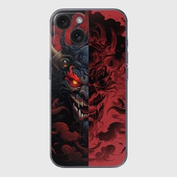 Чехол для iPhone 15 силиконовый с защитой камеры Японский демон Они