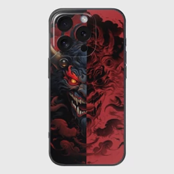 Чехол для iPhone 16 Pro силиконовый с защитой камеры Японский демон Они