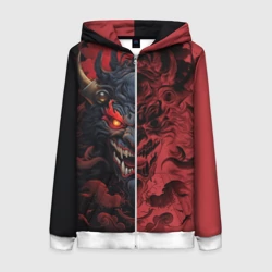 Женская толстовка 3D на молнии Японский демон Они