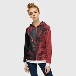 Женская толстовка 3D на молнии Японский демон Они - фото 2