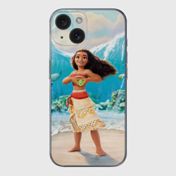 Чехол для iPhone 15 силиконовый с защитой камеры Моана среди океана