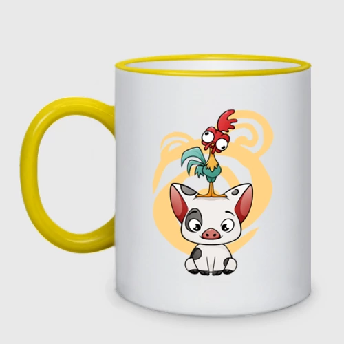 Кружка двухцветная с принтом Хей-Хей и Пуа Моана, вид спереди #2