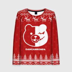 Женский лонгслив 3D Новогодний Danganronpa с оленями