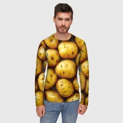Мужской лонгслив 3D Белый картофель - фото 2