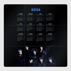 Магнитный плакат 3Х3 Календарь 2026 год BTS 
