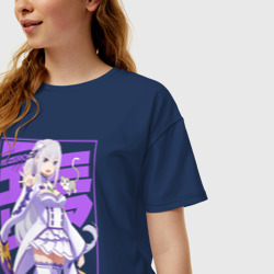 Женская футболка хлопок Oversize Re:Zero Эмилия - фото 2