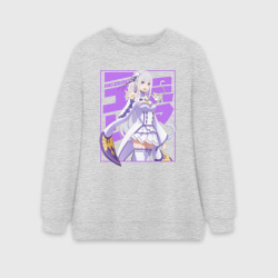 Женский свитшот oversize без начеса хлопок Re:Zero Эмилия