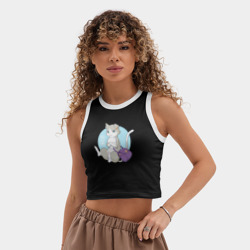 Женская укороченная майка-топ хлопок Re:Zero Пак кот - фото 2