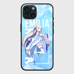 Чехол силиконовый для Apple iPhone 15 матовый Эмилия Re:Zero