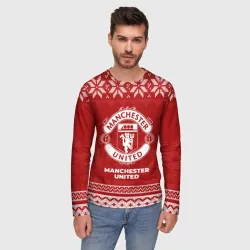 Мужской лонгслив 3D Новогодний Manchester United - фото 2
