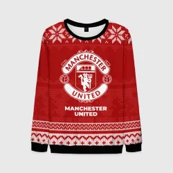 Мужской свитшот 3D Новогодний Manchester United
