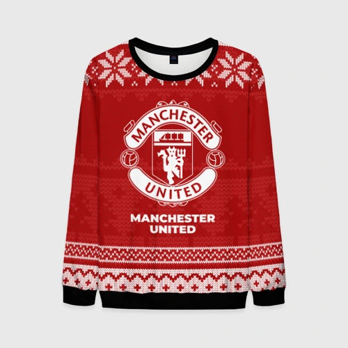 Мужской свитшот 3D Новогодний Manchester United