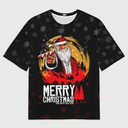 Женская футболка oversize 3D Новый год read dead redemption