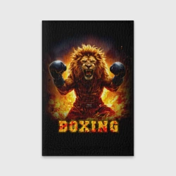 Обложка для паспорта матовая кожа Лев боксер