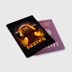Обложка для паспорта матовая кожа Лев боксер - фото 2