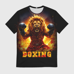 Мужская футболка 3D Лев боксер