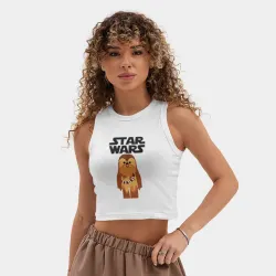 Женская укороченная майка-топ хлопок Чубакка - Звездные войны - фото 2