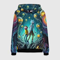 Мужская толстовка 3D Морти и Рик в пещере ужасов