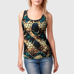 Женская майка 3D Чешуя золотого дракона и изумрудной змеи - фото 2