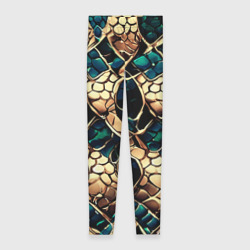 Леггинсы 3D Чешуя золотого дракона и изумрудной змеи
