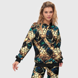 Женский костюм с толстовкой 3D Чешуя золотого дракона и изумрудной змеи - фото 2